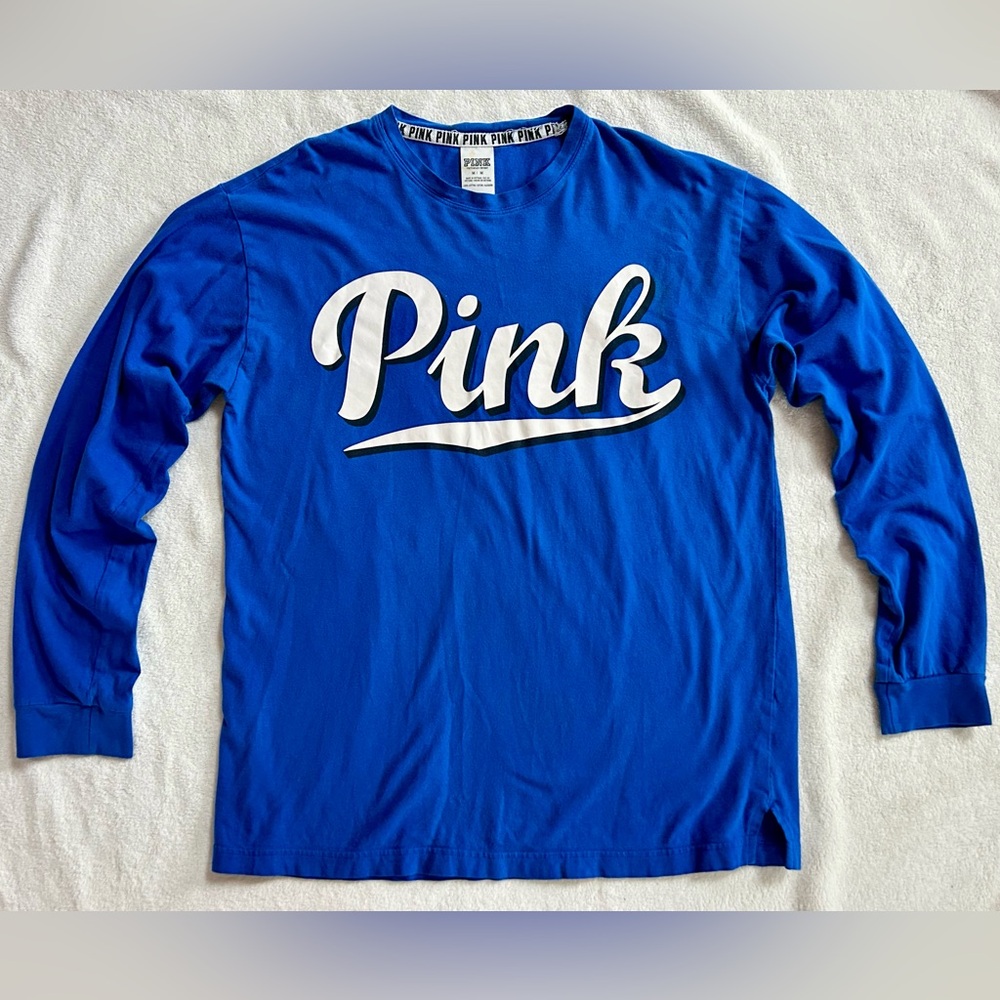 Victoria's Secret PINK Long Sleeve Blue Cotton Shirt size M